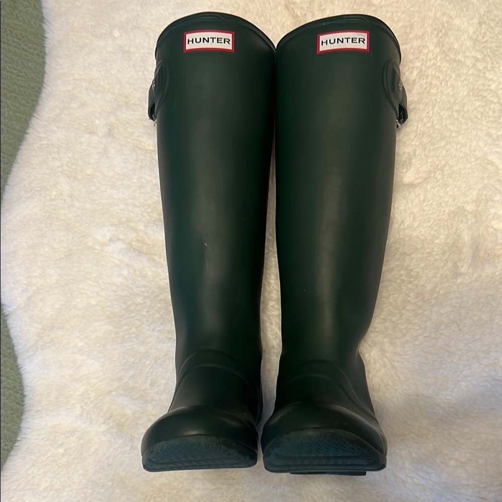 Hunter Green Tall Rain Boots Women’s Size 5